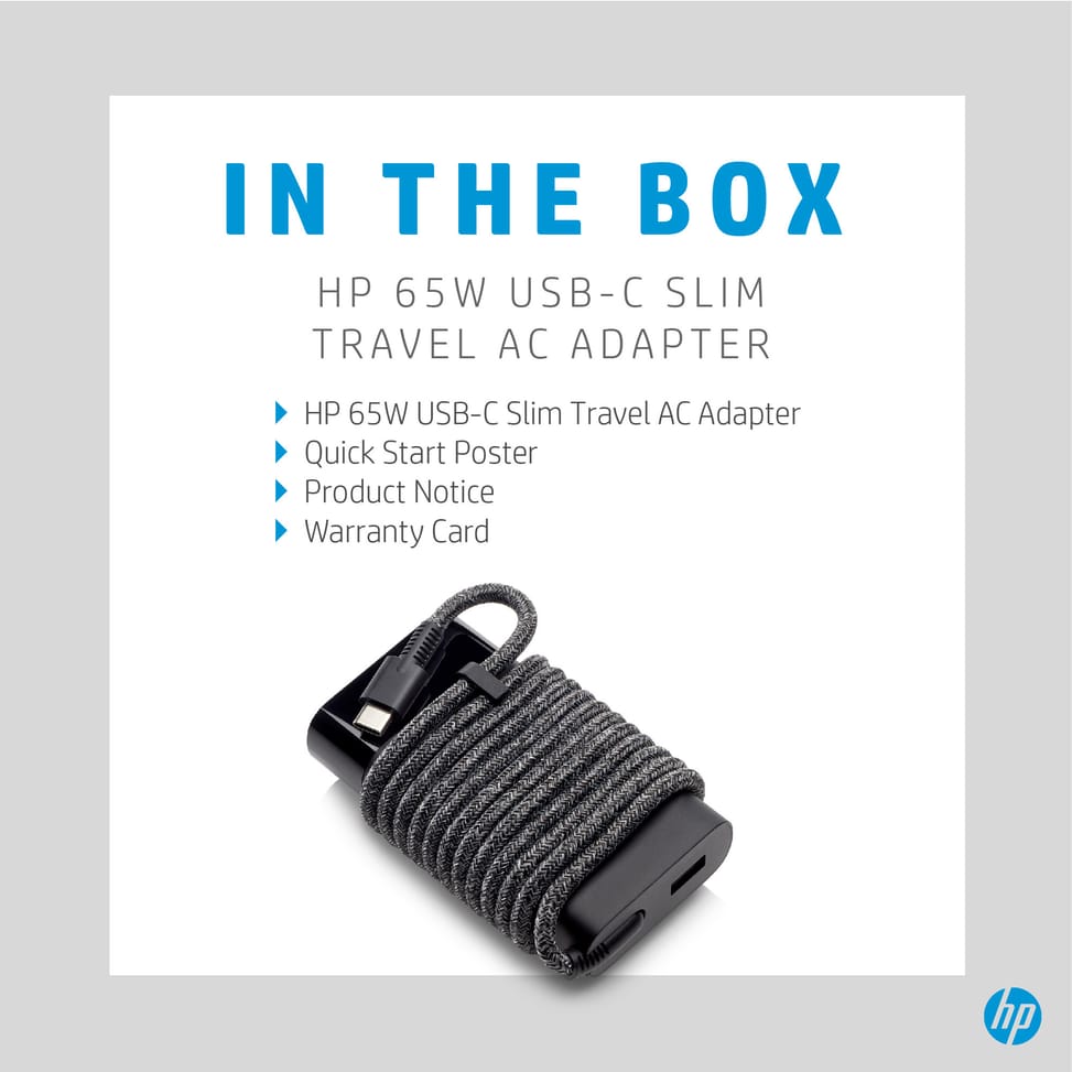 Adaptateur secteur de voyage / chargeur ultraplat HP USB-C 65 W (3PN48AA)