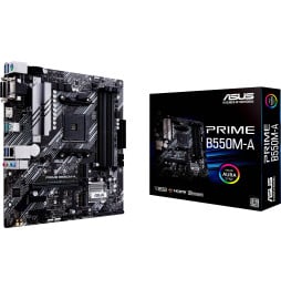 PRIME B550M-A – Carte mère AMD B550 (Ryzen AM4) au format micro ATX avec double M.2, PCIe 4.0, Ethernet 1Gb, HDMI/D-Sub/DVI, SAT