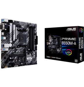 PRIME B550M-A – Carte mère AMD B550 (Ryzen AM4) au format micro ATX avec double M.2, PCIe 4.0, Ethernet 1Gb, HDMI/D-Sub/DVI, SAT