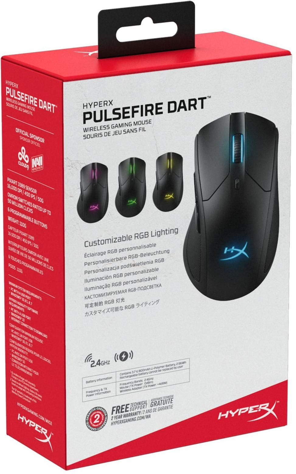 Souris de jeu sans fil HyperX Pulsefire Dart HX-MC006B (4P5Q4AA)