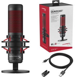 Micro autonome complet HyperX QuadCast HX-MICQC-BK pour les streamers, créateurs de contenu et joueurs (4P5P6AA)