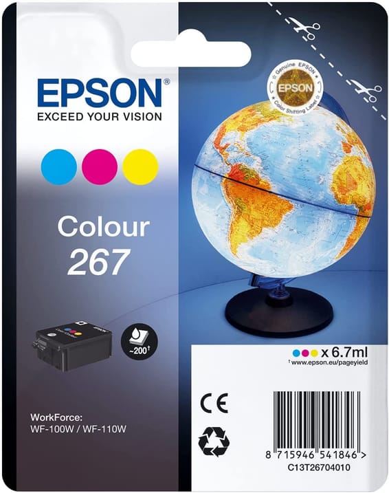 Epson Globe 267 Single-Pack - DURABrite Ultra 3-Colour Ink (C13T26704010)