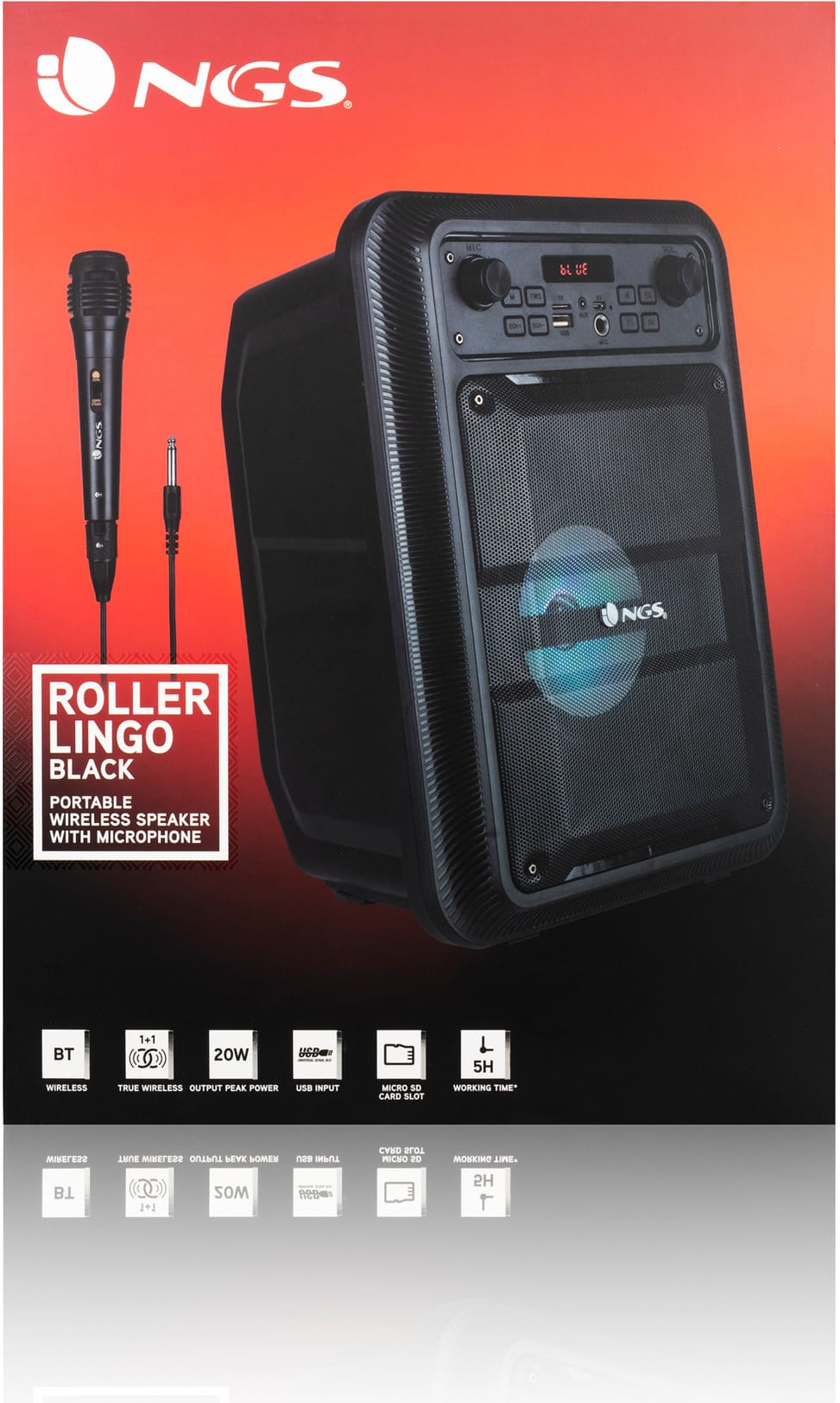 Haut-parleurs NGS Roller Lingo Noir 20W (ROLLERLINGOBLACK)