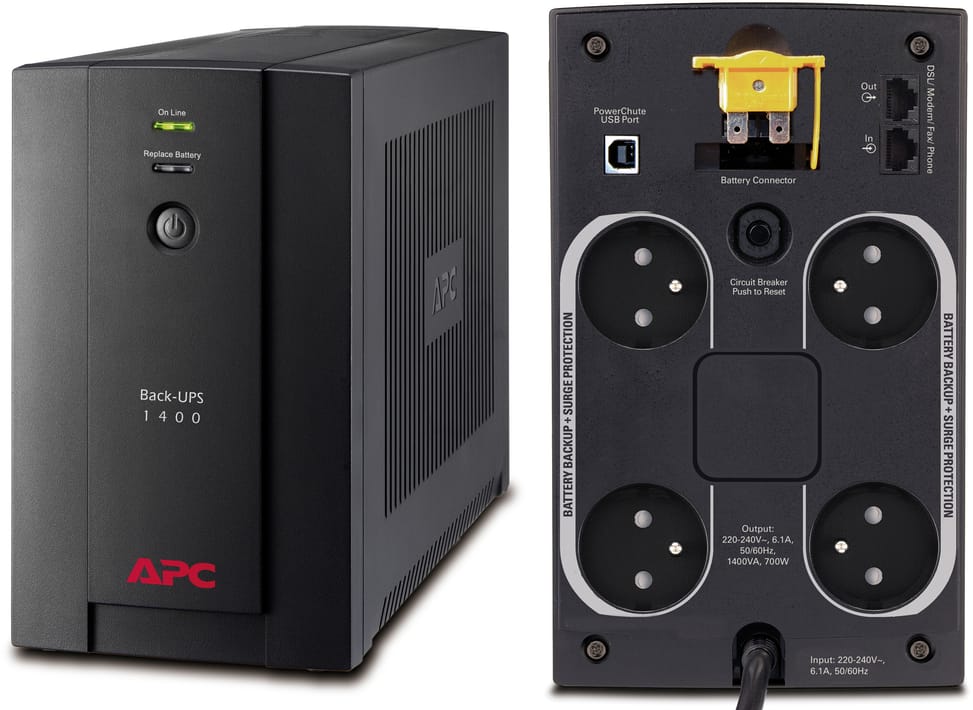 APC BACK-UPS BX1400U-FR Line-Interactive UPS - 700 W / 1400 VA - 4 FR outlets — image 1