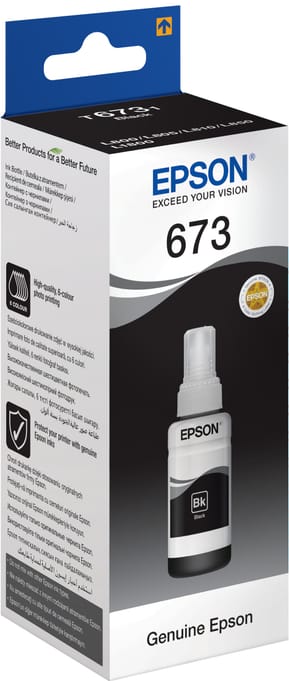 Epson 673 BK (T6731) Noir - Bouteille d'encre Epson d'origine (C13T67314A) — image 2