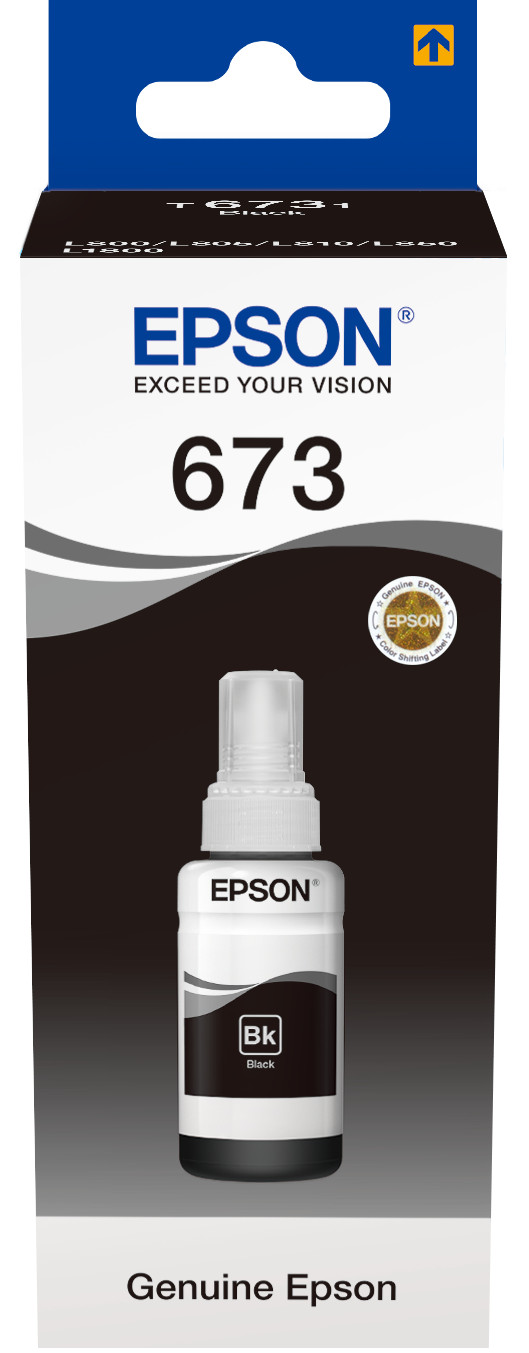 Epson 673 BK (T6731) Noir - Bouteille d'encre Epson d'origine