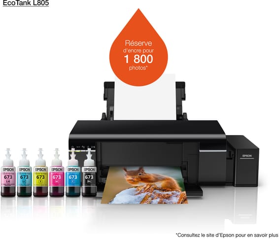 Epson EcoTank L805 Imprimante Photo à 6 réservoirs rechargeables (C11CE86402)
