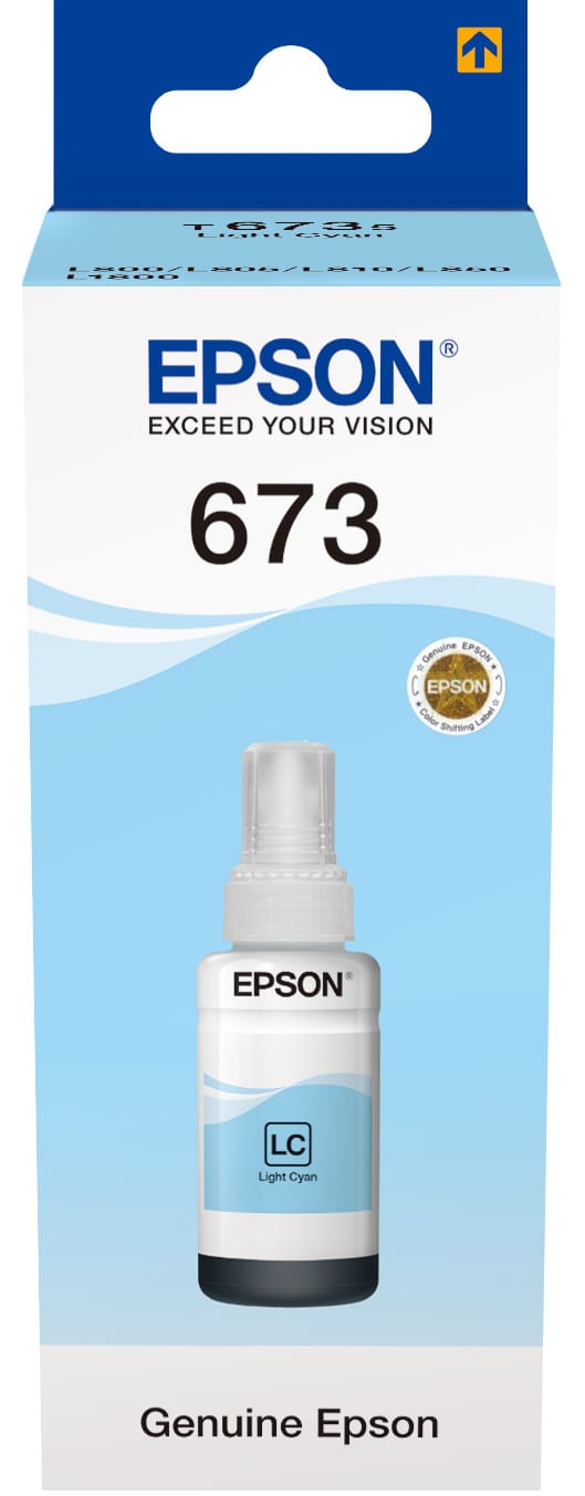 Epson 673 LC (T6735) Cyan Clair - Bouteille d'encre Epson d'origine (C13T67354A)