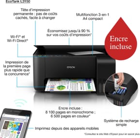 Epson EcoTank L3150 Imprimante à réservoirs rechargeables (C11CG86407) — image 3