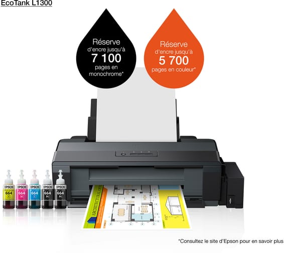 Epson EcoTank L1300 Imprimante A3+ à réservoirs rechargeables (C11CD81403)