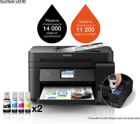 Epson EcoTank L6190 Imprimante multifonction à réservoirs rechargeables (C11CG19403)
