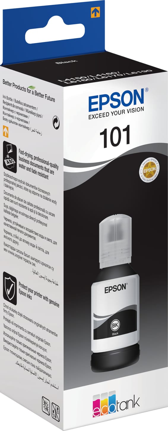 Epson 101 Noir - Bouteille d'encre Epson EcoTank d'origine (C13T03V14A)