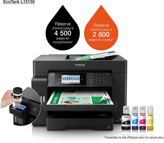 Epson EcoTank L15150 Imprimante A3+ multifonction à réservoirs rechargeables (C11CH72403)