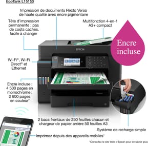 Epson EcoTank L15150 Imprimante A3+ multifonction à réservoirs rechargeables (C11CH72403) — image 3