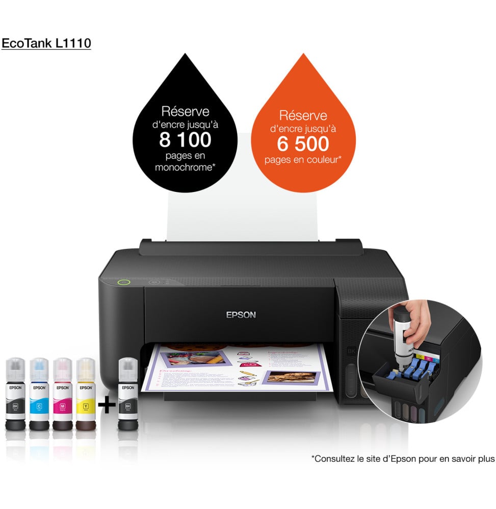 Epson EcoTank L1110 Imprimante à réservoirs rechargeables (C11CG89402)