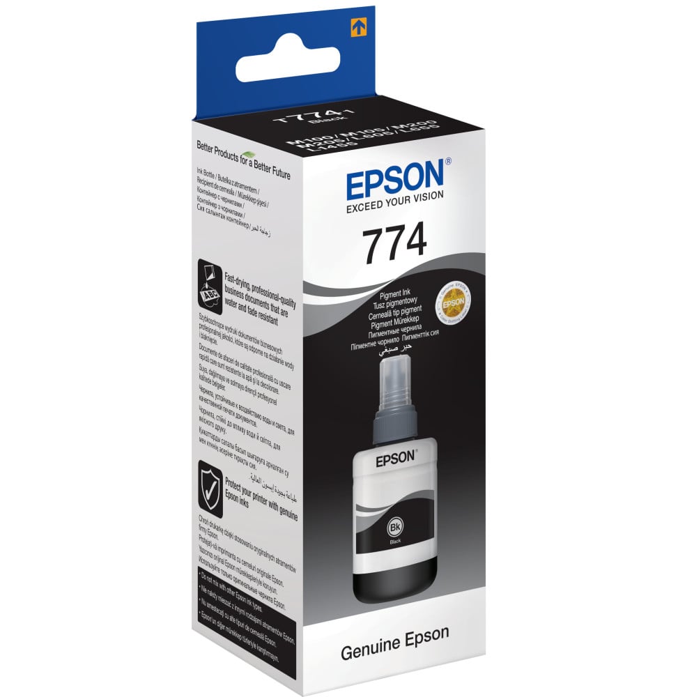 Epson 774 BK (T7741) Noir - Bouteille d'encre Epson d'origine (C13T77414A)