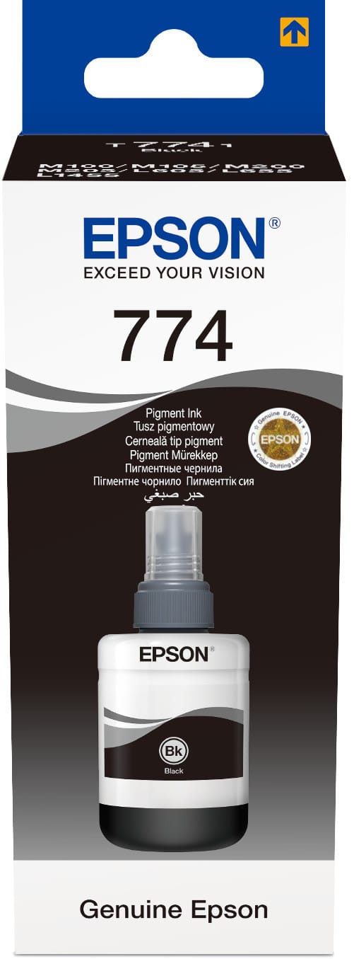 Epson 774 BK (T7741) Noir - Bouteille d'encre Epson d'origine (C13T77414A)