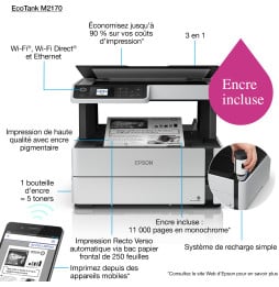 Epson EcoTank M2170 Imprimante multifonction à réservoirs rechargeables (C11CH43403)