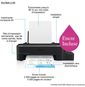 Epson EcoTank L120 Imprimante à réservoirs rechargeables (C11CD76411)