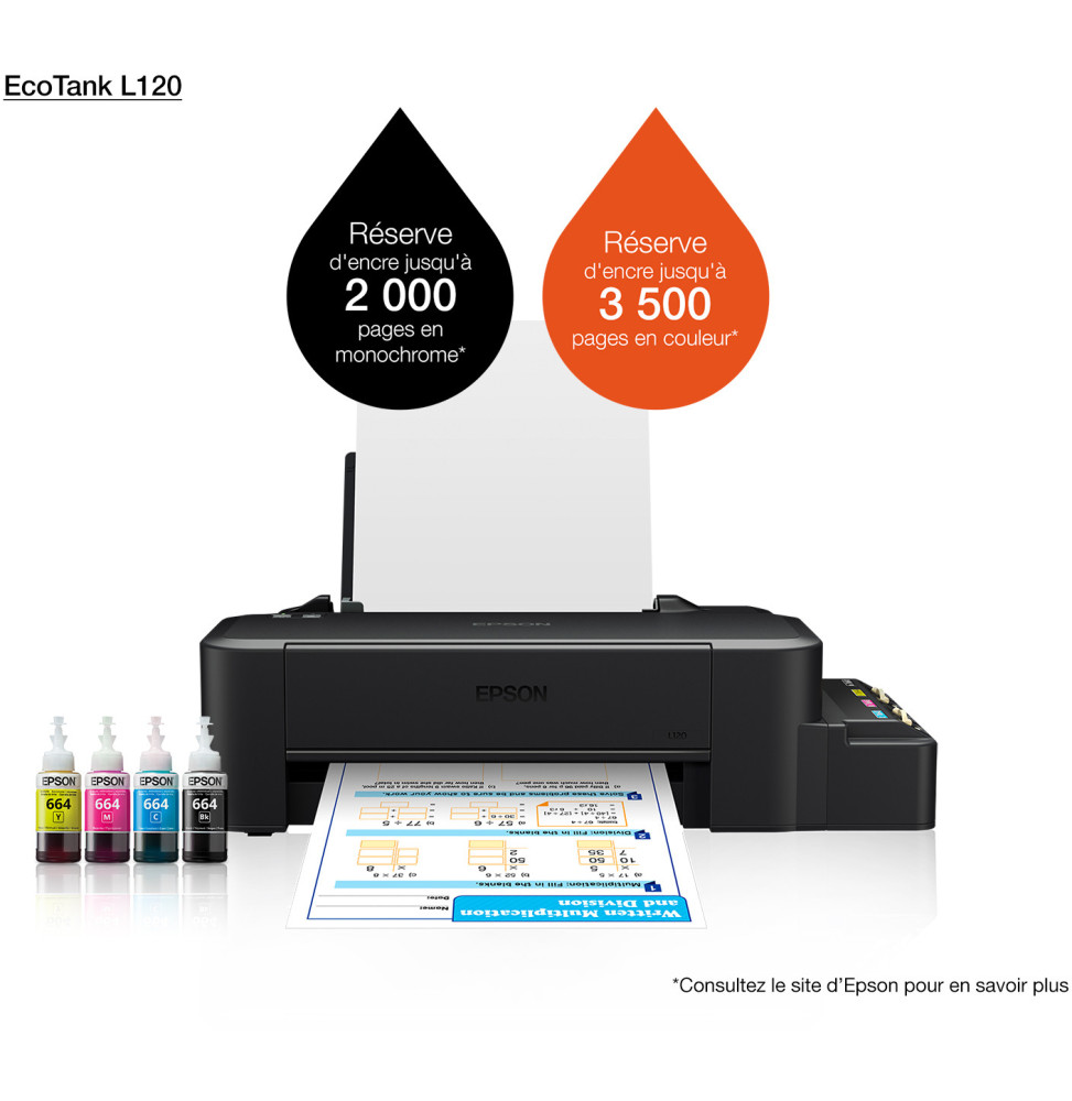 Epson EcoTank L120 Imprimante à réservoirs rechargeables (C11CD76411)