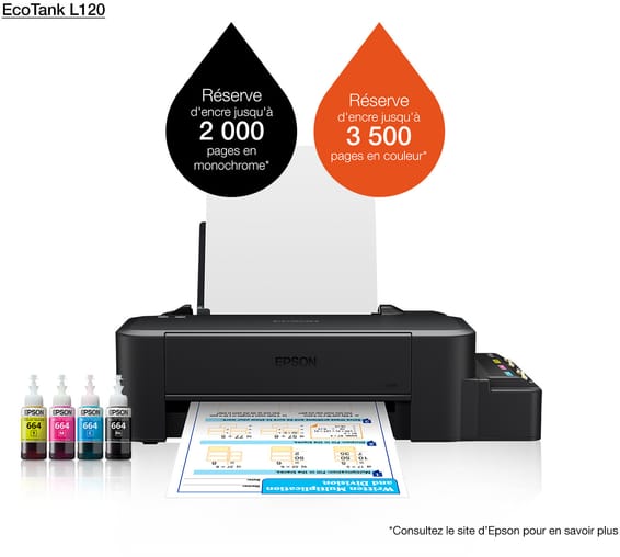 Epson EcoTank L120 Imprimante à réservoirs rechargeables (C11CD76411)