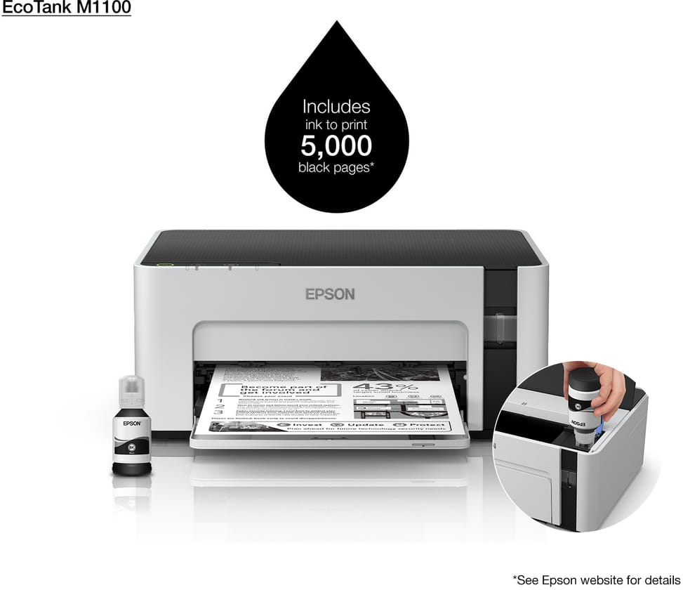 Imprimante Monochrome Epson EcoTank M1100 à réservoir rechargeable  (C11CG95404)