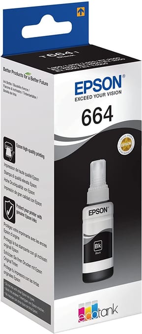 Epson 664 BK (T6641) Noir - Bouteille d'encre Epson d'origine (C13T66414A) — image 2