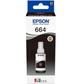 Epson 664 BK (T6641) Noir - Bouteille d'encre Epson d'origine (C13T66414A)