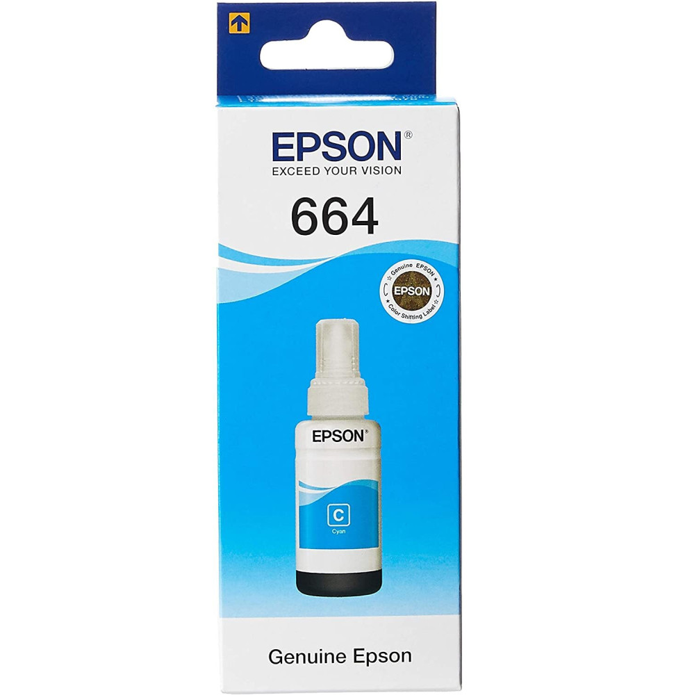 Epson 664 C (T6642) Cyan - Bouteille d'encre Epson d'origine (C13T66424A)