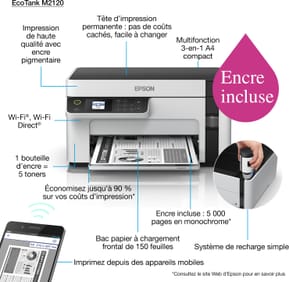 Epson EcoTank M2120 Imprimante multifonction monochrome à réservoirs rechargeables (C11CJ18403)