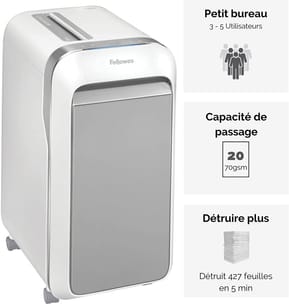 Destructeur Fellowes Powershred® LX221 — Sécurité P-5 · 30 L · 20 feuilles/passage — image 7