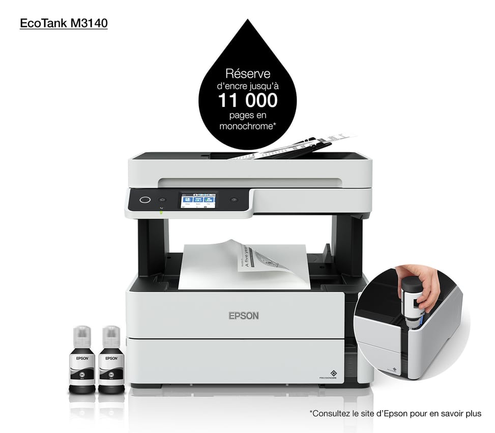 Epson EcoTank M3140 Imprimante multifonction à réservoirs rechargeables (C11CG91404)
