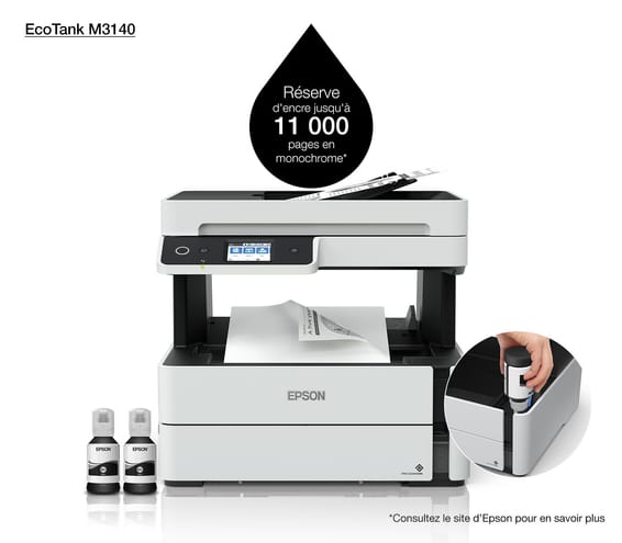 Epson EcoTank M3140 Imprimante multifonction monochrome à réservoirs rechargeables (C11CG91404)