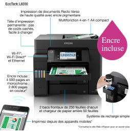 Epson EcoTank L6550 Imprimante multifonction à réservoirs rechargeables (C11CJ30403)