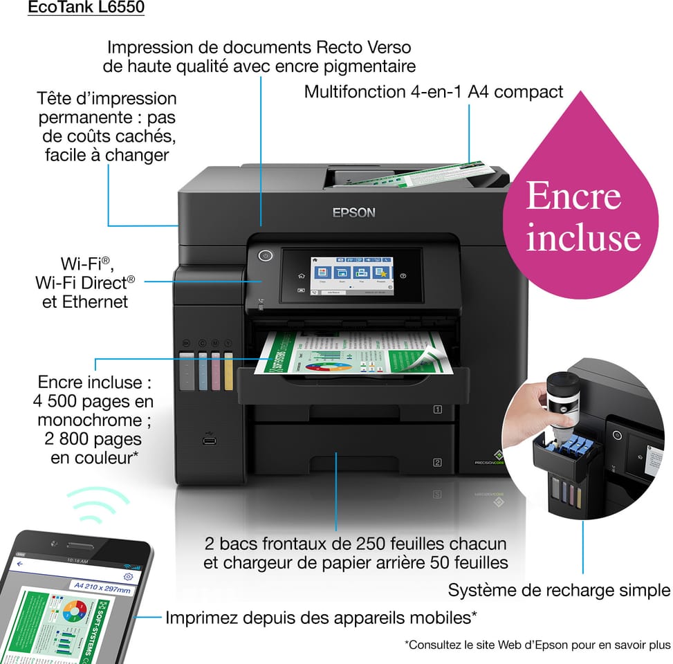 Epson EcoTank L6550 Refillable Ink Tank Multifunction Printer (C11CJ30403) — image 2