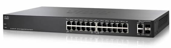 Switch administrable Cisco Small Business SF 200-24P - 24 ports 10/100 Mbps 12 ports PoE + 2 ports Gigabit/SFP