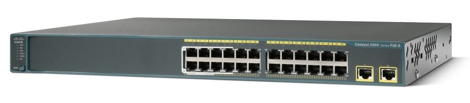 جهاز Switch مُدار Cisco Catalyst 2960-24LT-L - 24 منفذ 10/100 منها 8 PoE + 2 منفذ Gigabit 10/100/1000 + LAN Base Image — صورة 1
