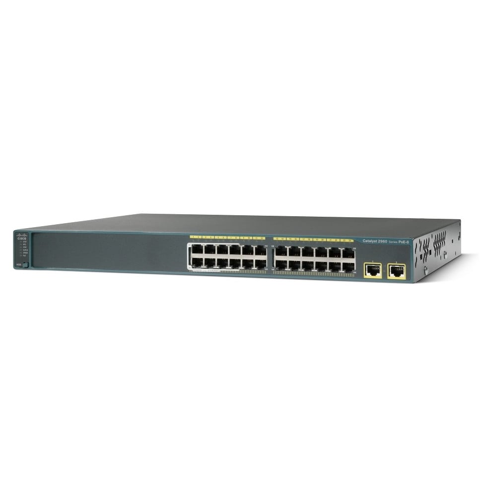 Switch administrable Cisco Catalyst 2960-24LT-L - 24 ports 10/100 dont 8 PoE + 2 ports Gigabit 10/100/1000 + LAN Base Image