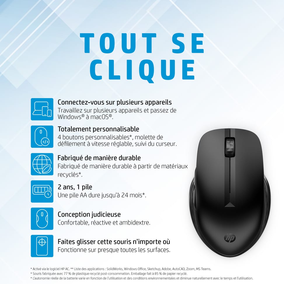 فأرة لاسلكية Bluetooth متعددة الأجهزة HP 435 (3B4Q5AA) — صورة 4