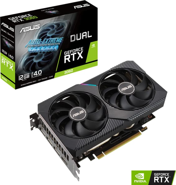 Carte Graphique ASUS Dual GeForce RTX™ 3060 V2 OC Edition (90YV0GB2-M0NA10)