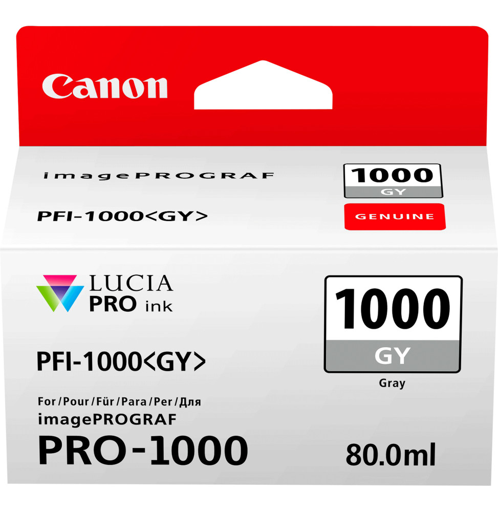 Canon PFI-1000 GY Gris Photo - Cartouche d'encre Canon d'origine (0552C001AA)