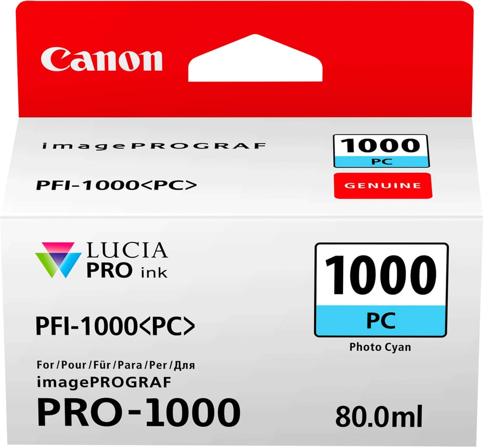 خرطوشة حبر Canon أصلية Canon PFI-1000PC سماوي فوتوغرافي (0550C001AA) — صورة 1
