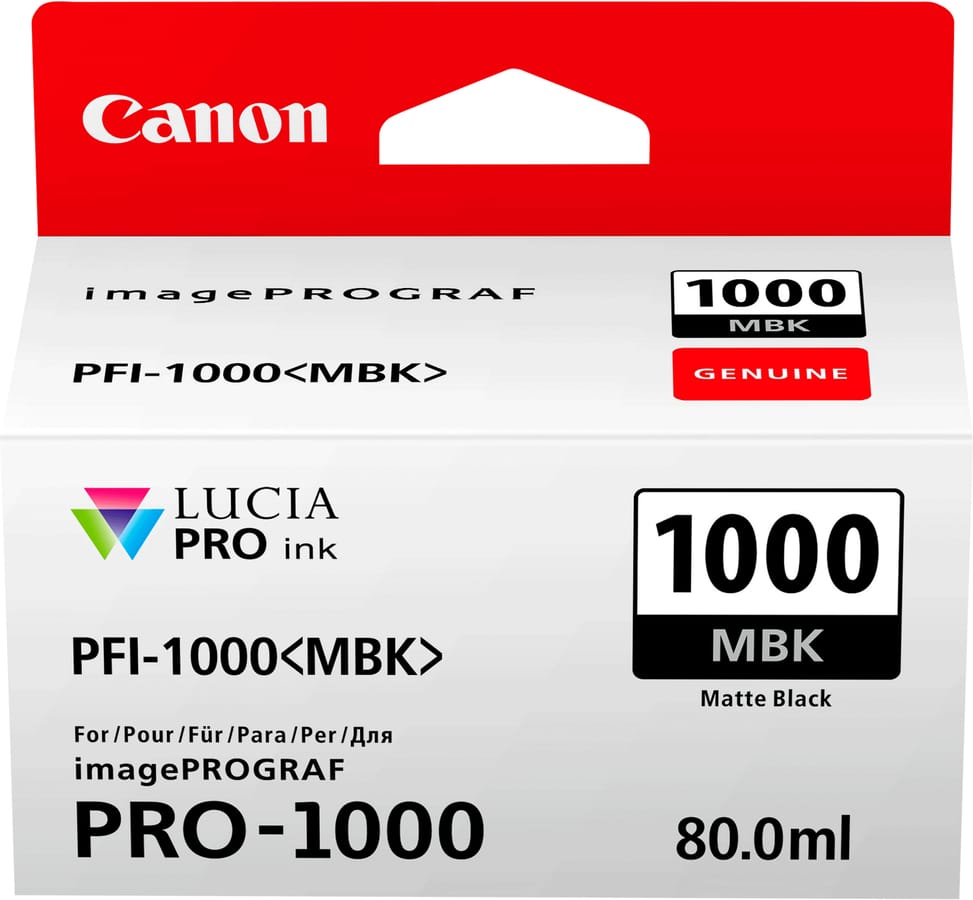 خرطوشة حبر Canon أصلية Canon PFI-1000MBK أسود مطفي (0545C001AA) — صورة 1