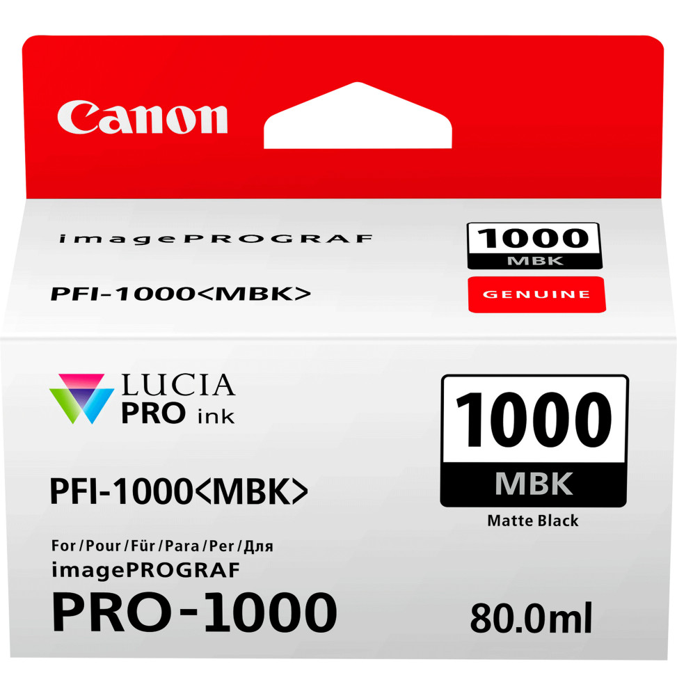 Canon PFI-1000MBK noire mate - Cartouche d'encre Canon d'origine (0545C001AA)