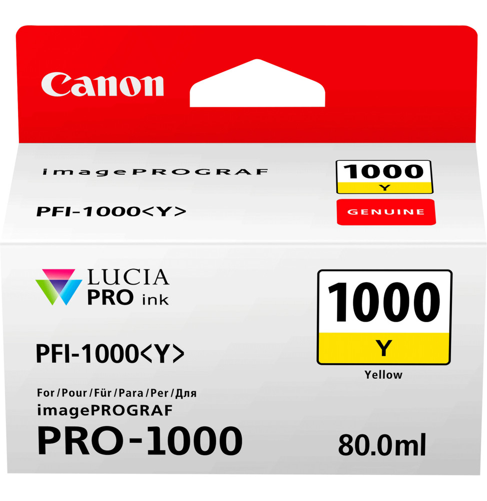 Canon PFI-1000Y Jaune - Cartouche d'encre Canon d'origine (0549C001AA)