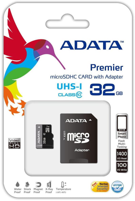 Carte mémoire ADATA Premier microSDHC/SDXC UHS-I Class 10 32 GB + Adaptateur