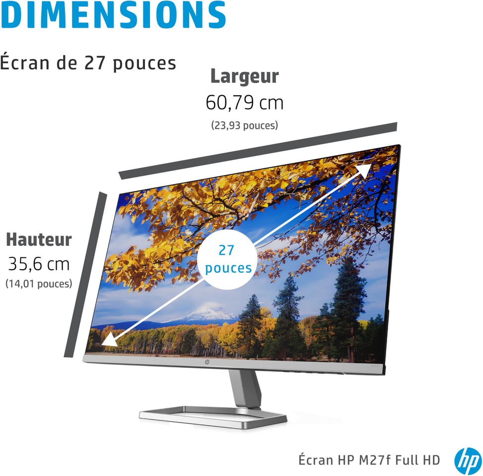 Écran 27" Full HD HP M27f (2G3D3AS)