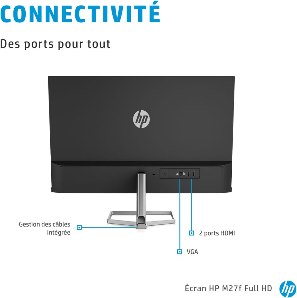 Écran 27" Full HD HP M27f (2G3D3AS)