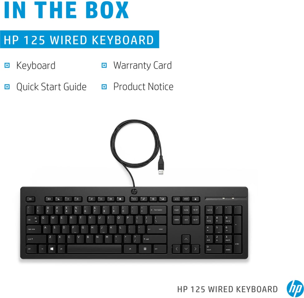 HP 125 Wired Keyboard-Anglais 12M (266C9AA)