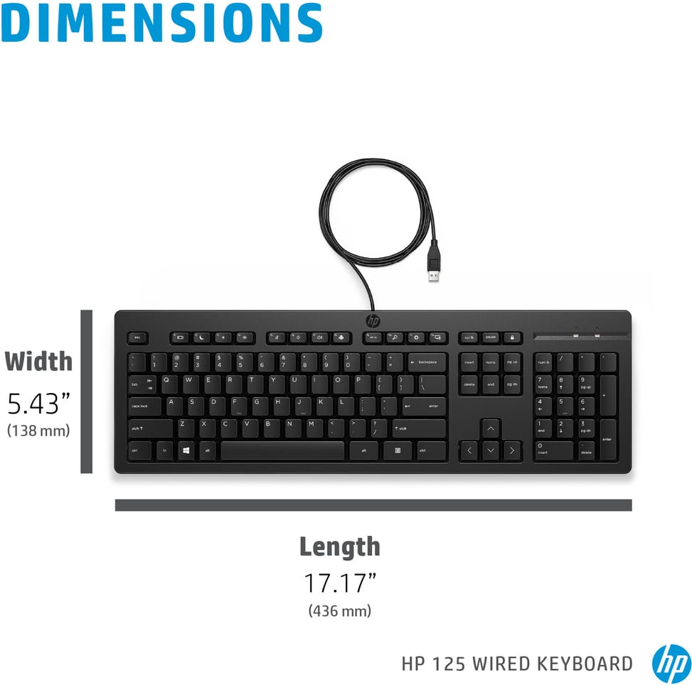 HP 125 Wired Keyboard-Anglais 12M (266C9AA)